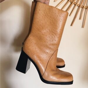 Y2K Ostrich Boots in Camel